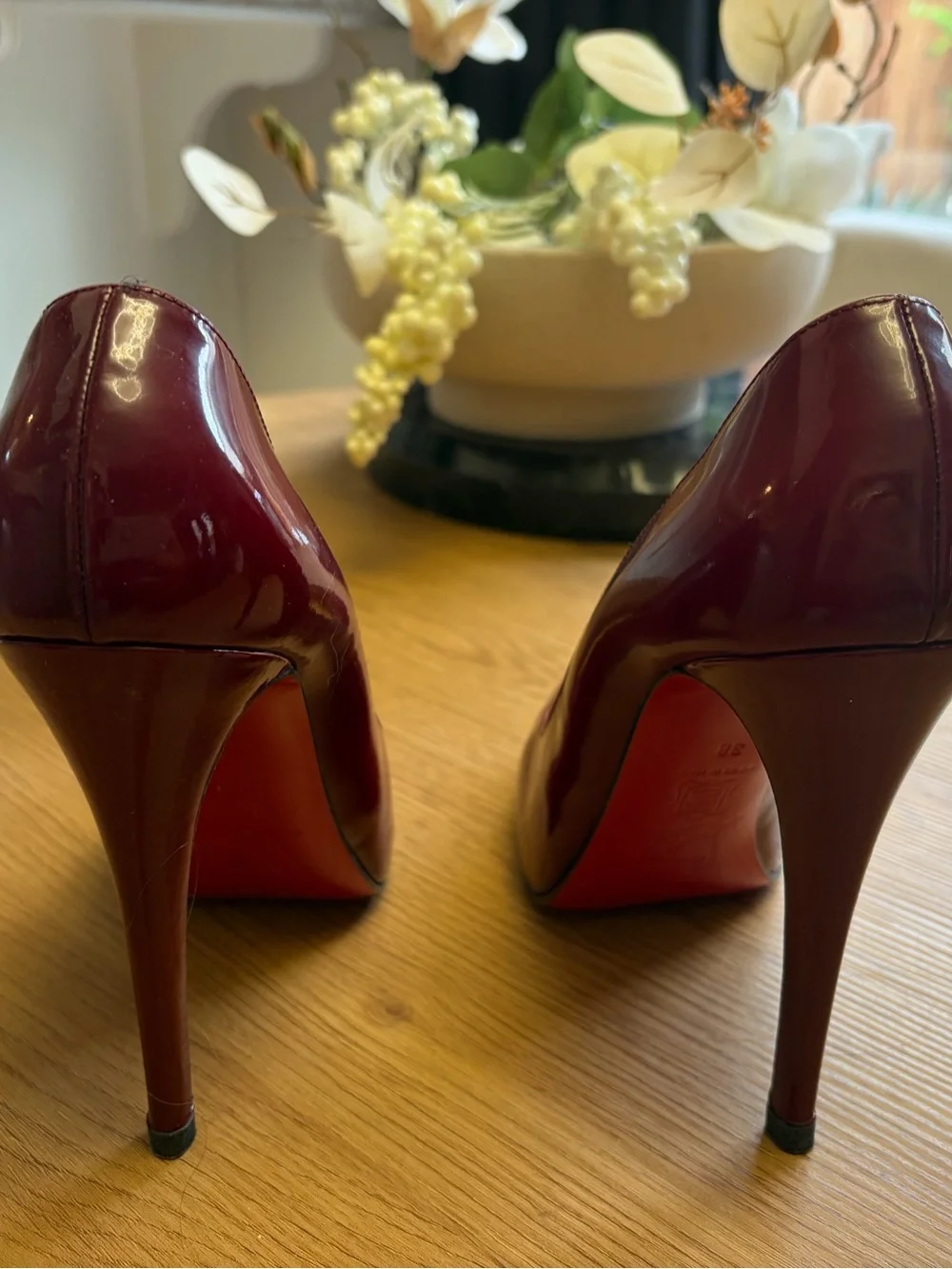 Christian Louboutin Burgundy Patent Stiletto Pumps